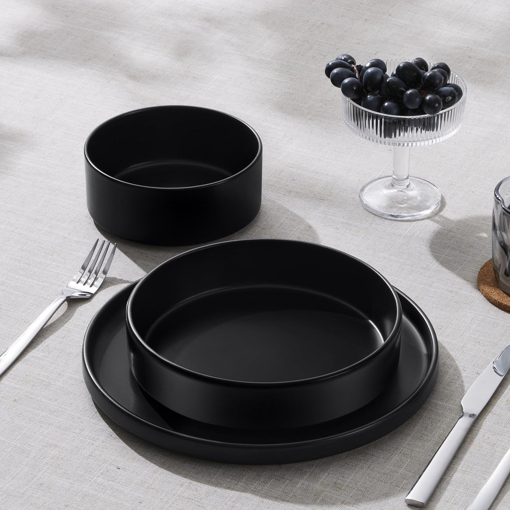 Black Ceramic Pasta Bowls Set of 4 G791