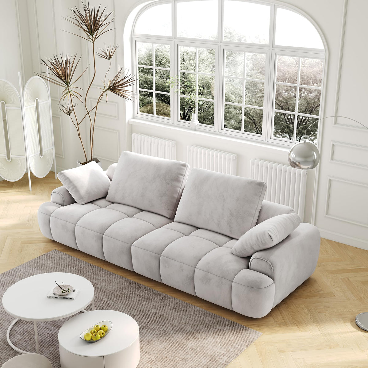 Light Gray Velvet Upholstered Sofa Bed U557