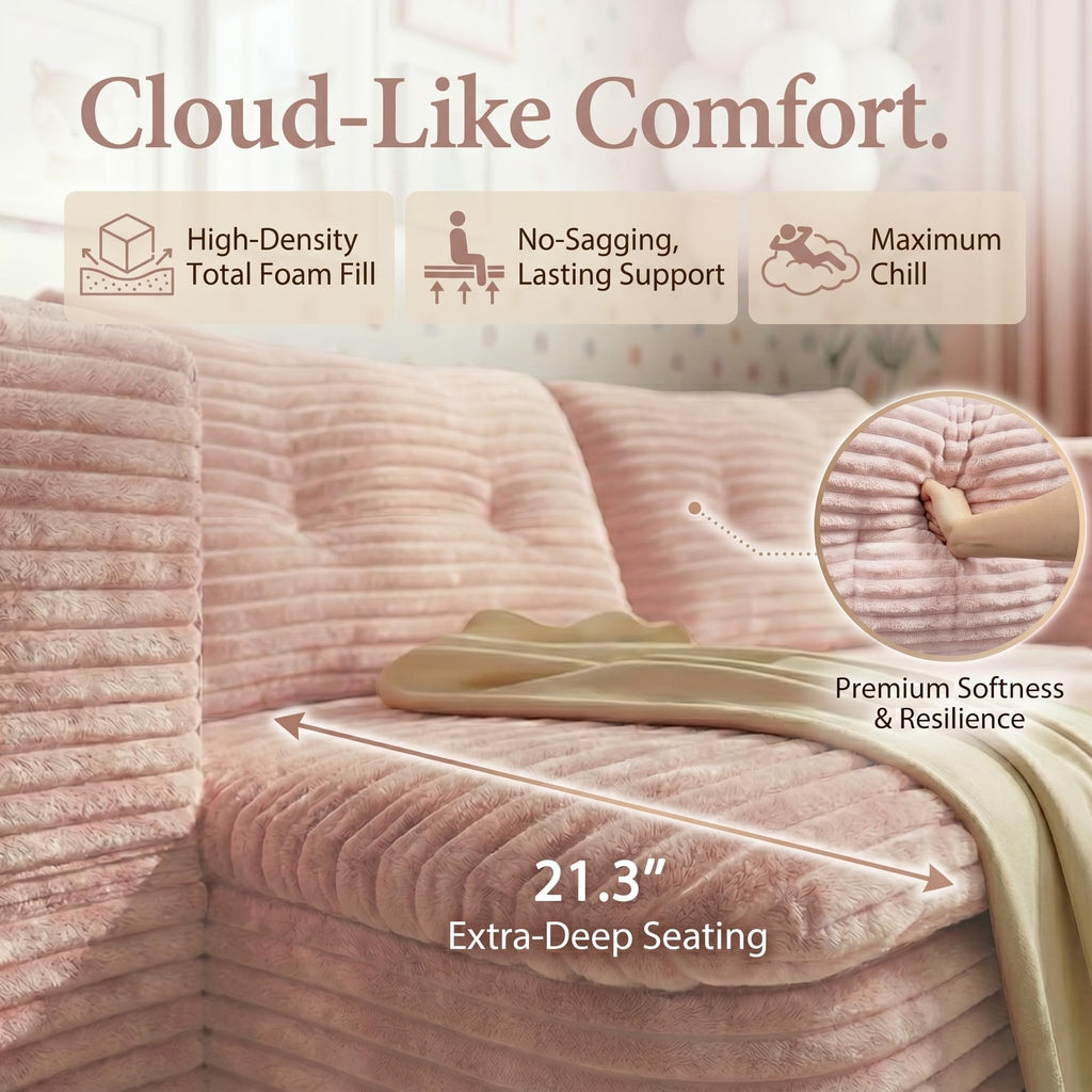 78.7" Pink Memory Foam Futon Sofa Bed D205703
