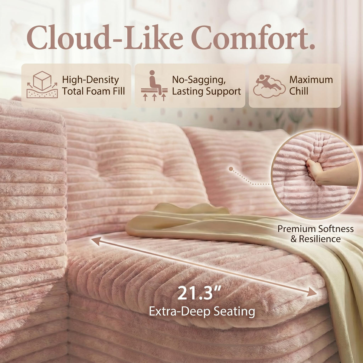 78.7" Pink Memory Foam Futon Sofa Bed D205703