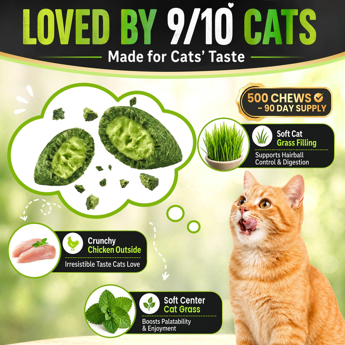 Cat Grass Treats Hairball Treatment for Cats I3173