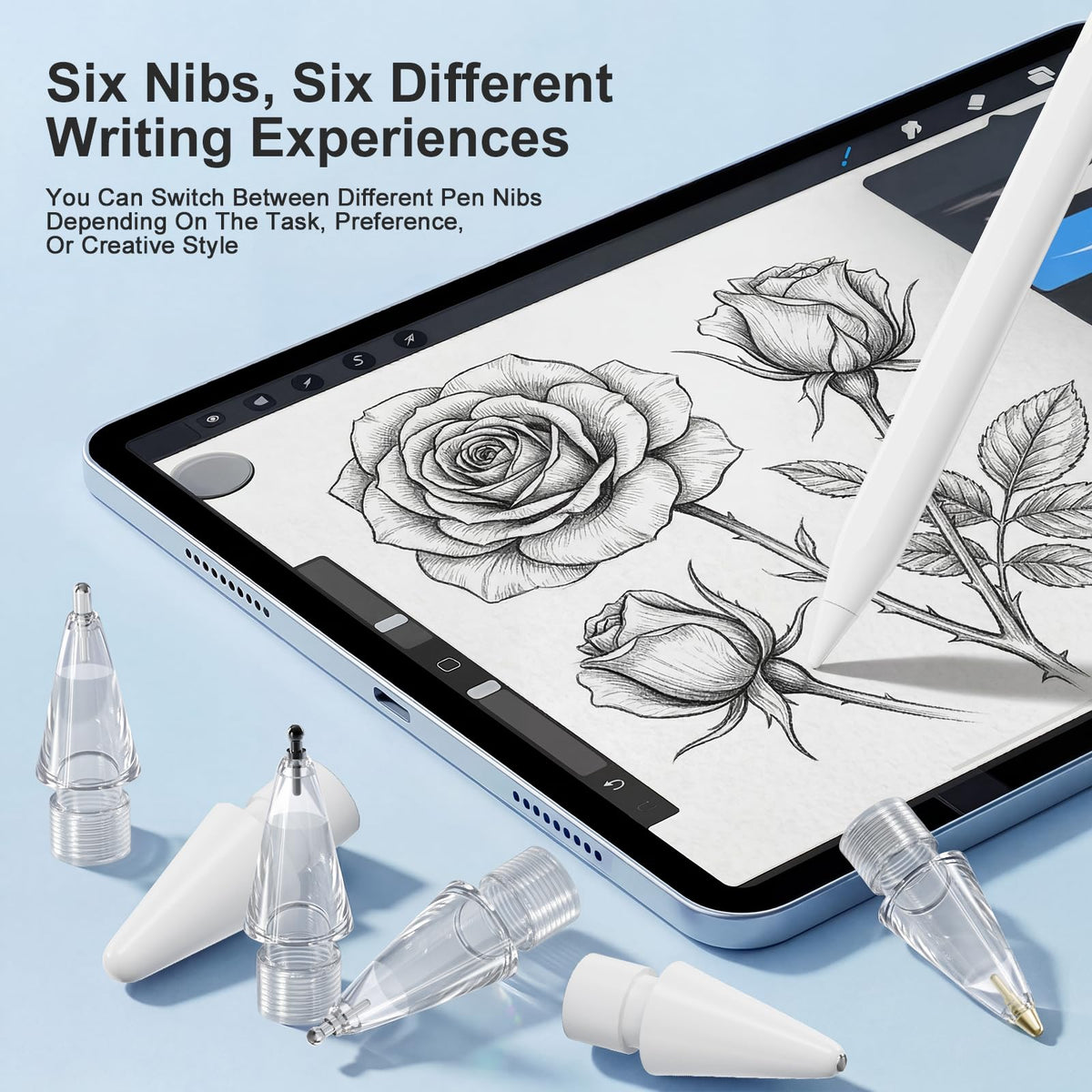 6 Pack White Pencil Tips for Apple Pencil J3905