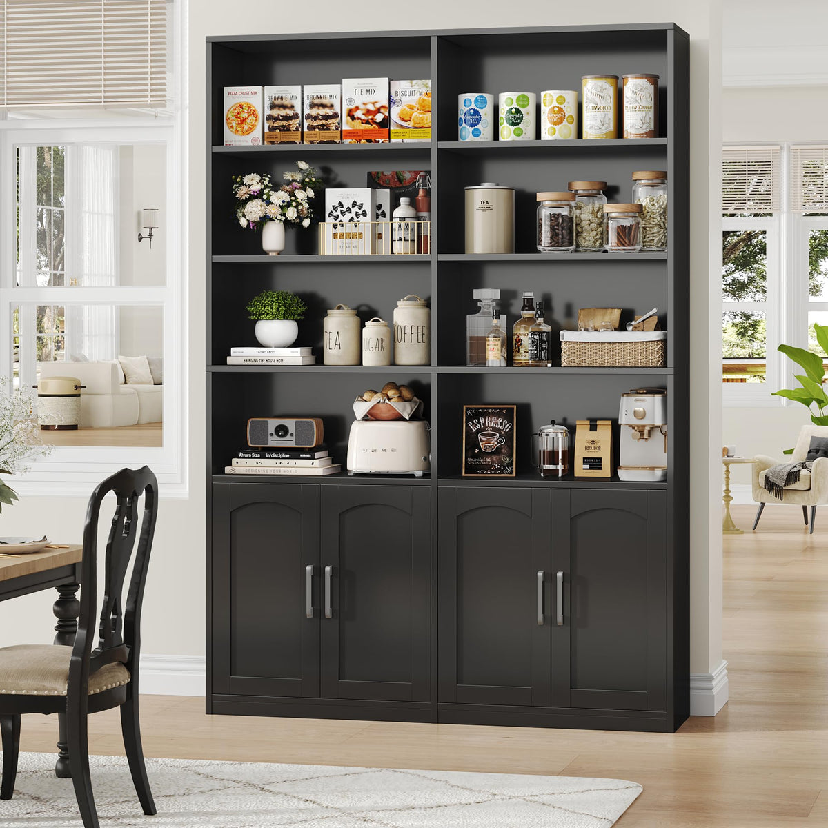 Double Wide Bookshelf and Bookcase with Doors Y4688