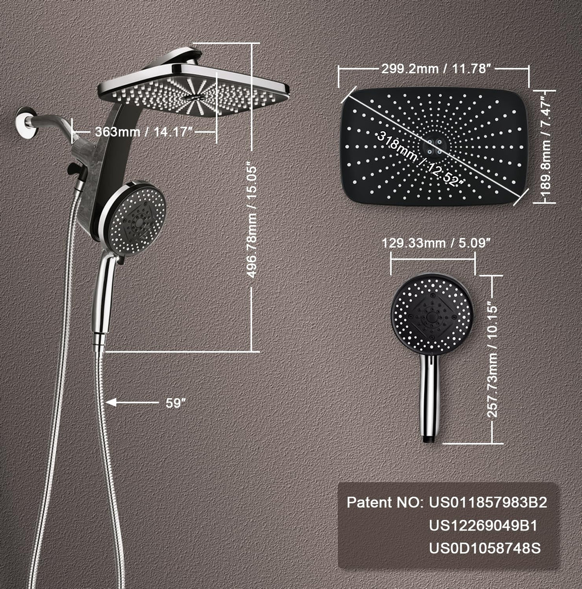 Chrome Handheld Rain Shower Head L894