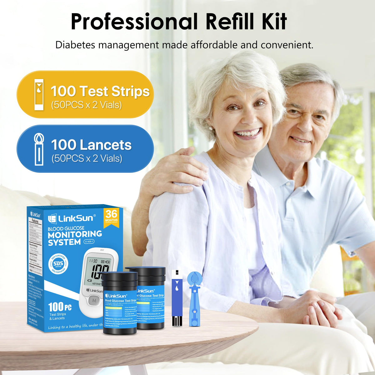 Glucose Monitor Kit, 100 Strips & Lancets P408