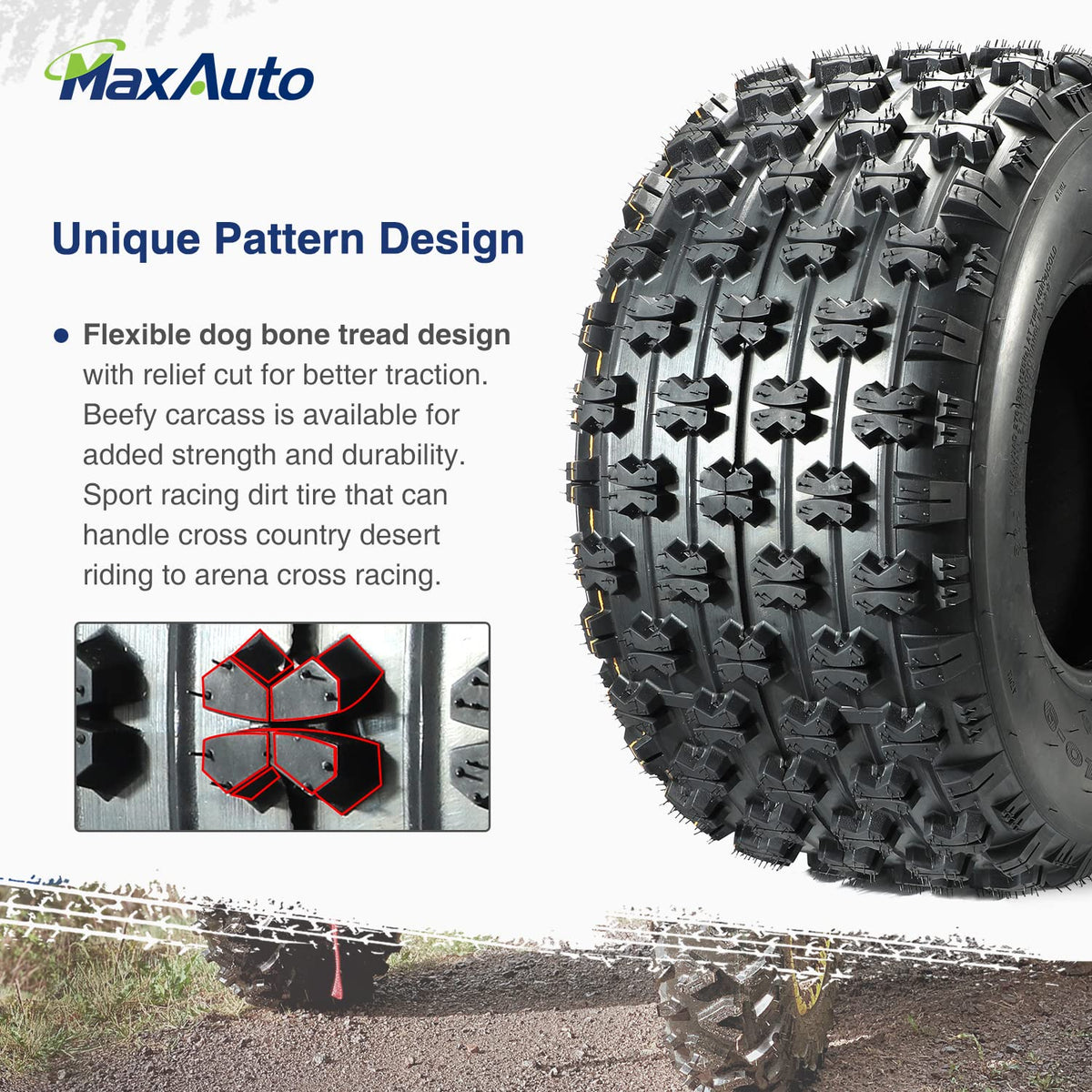 Set of 4 Sport ATV Tires 22x7-10 Front & 20x10-9 Rear 4PR Y26773