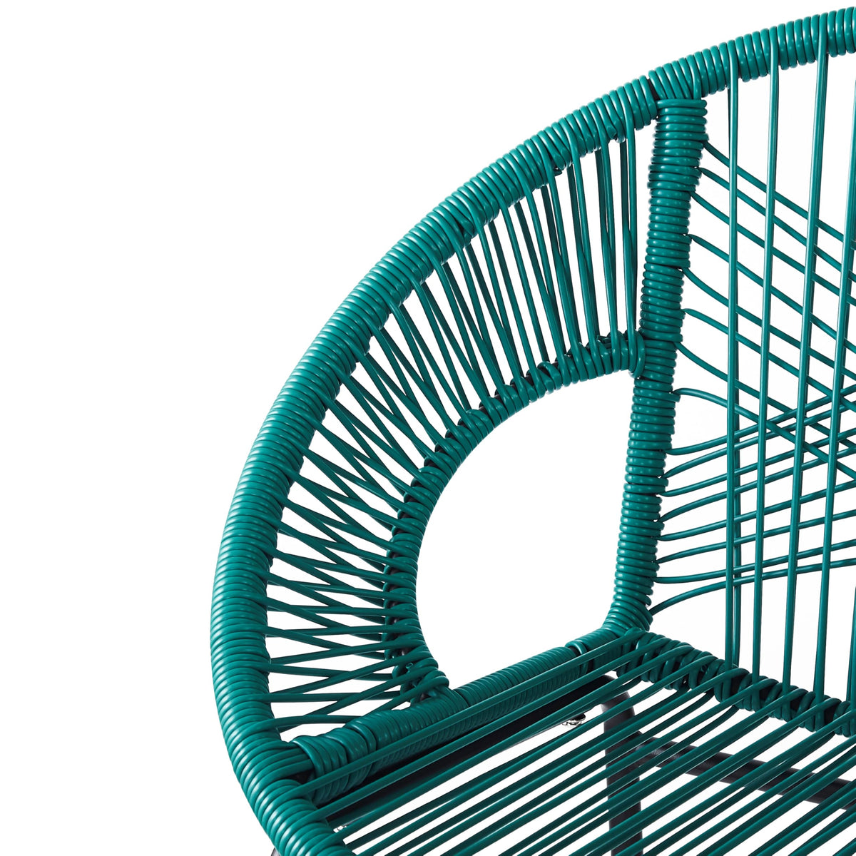 Teal Faux Wicker Outdoor Bar Stool Set of 2 F1061