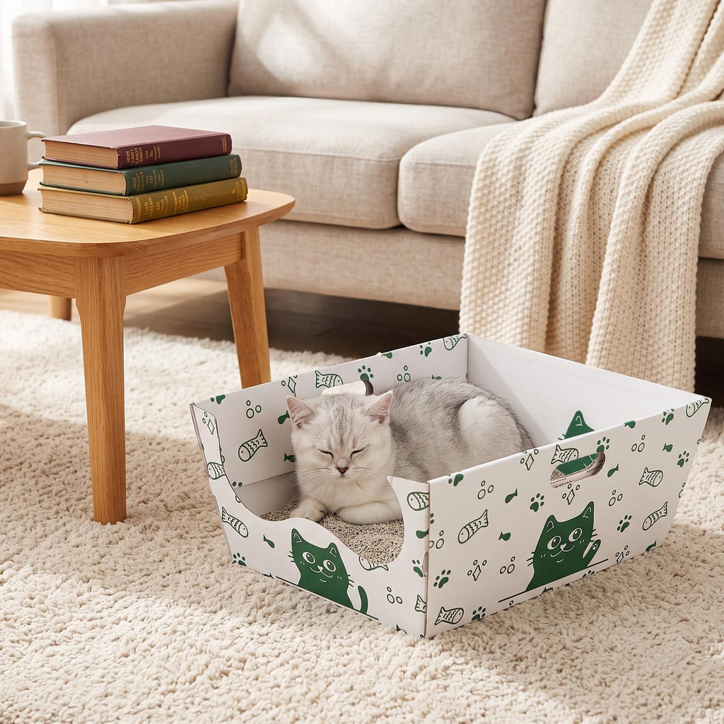 8 Pack Disposable Cat Litter Box with Scoop F878357