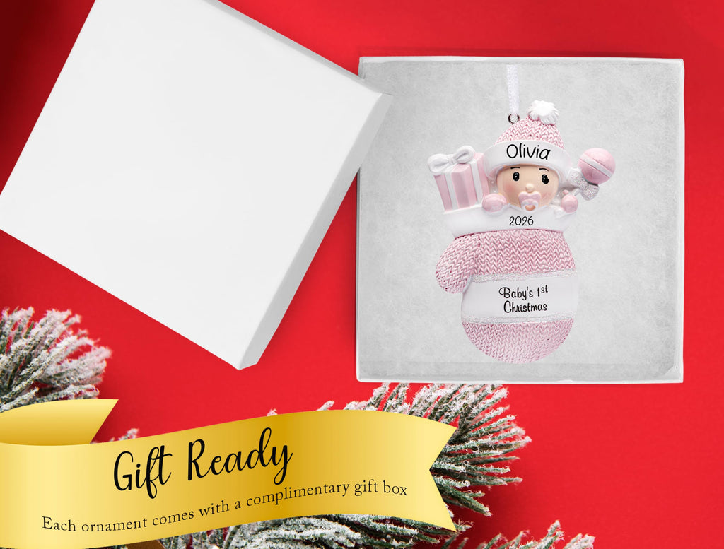 Baby's First Christmas Ornament 2026 Pink Mitten Q335538