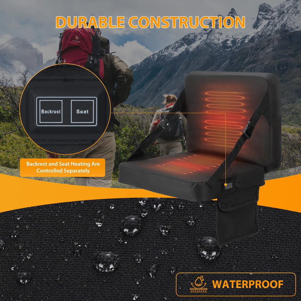 Heated Stadium Seat Cushion with Back 2 Pack S3668