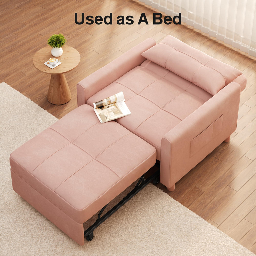 Pink Convertible Sleeper Chair Sofa Bed Z266413