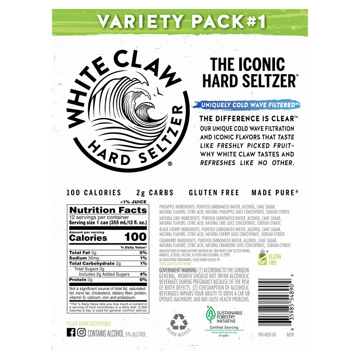 Hard Seltzer Variety Pack 12pk 12 Fl Oz Cans R29544