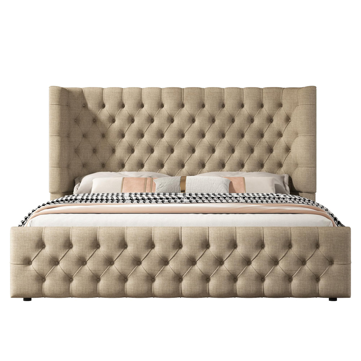 Cal King Bed Frame with Sleigh Headboard & Footboard X787