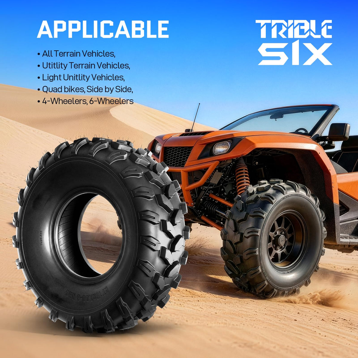 19x7-8 ATV Tires 6PR All-Terrain Tubeless Pack of 2 F50394