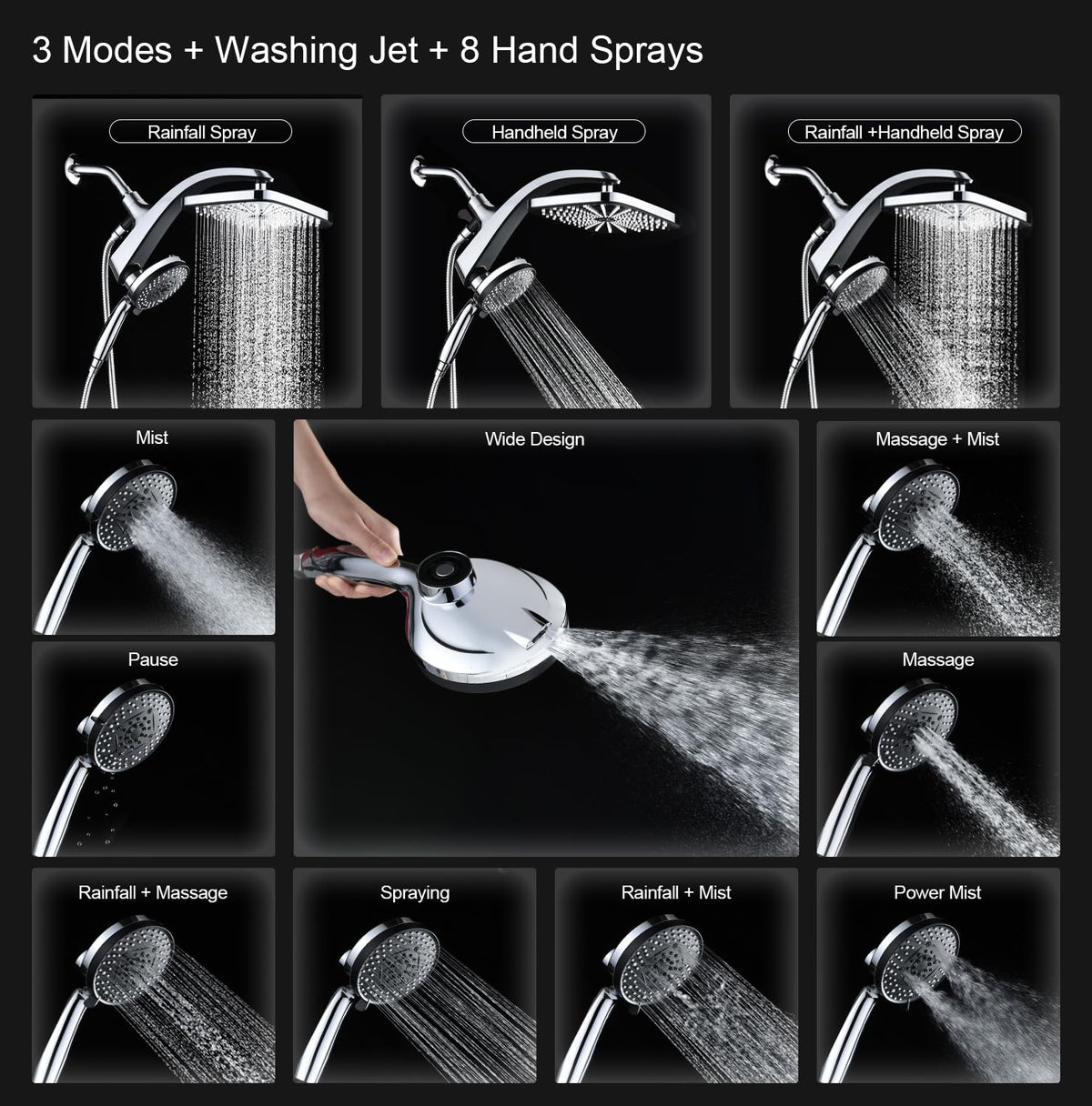 Chrome Handheld Rain Shower Head L894