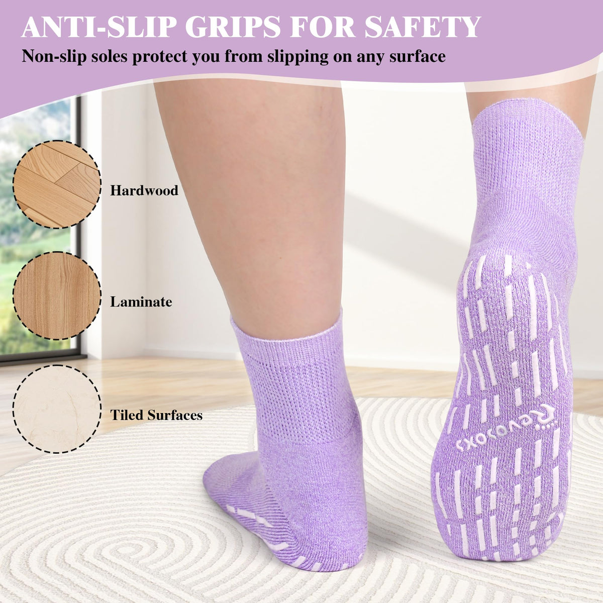 Non Slip Seamless Diabetic Ankle Socks 5 Pairs H97982