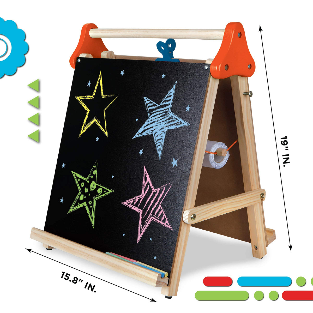 3-in-1 Tabletop Dry Erase Chalkboard Art Easel with Paper Roll P389