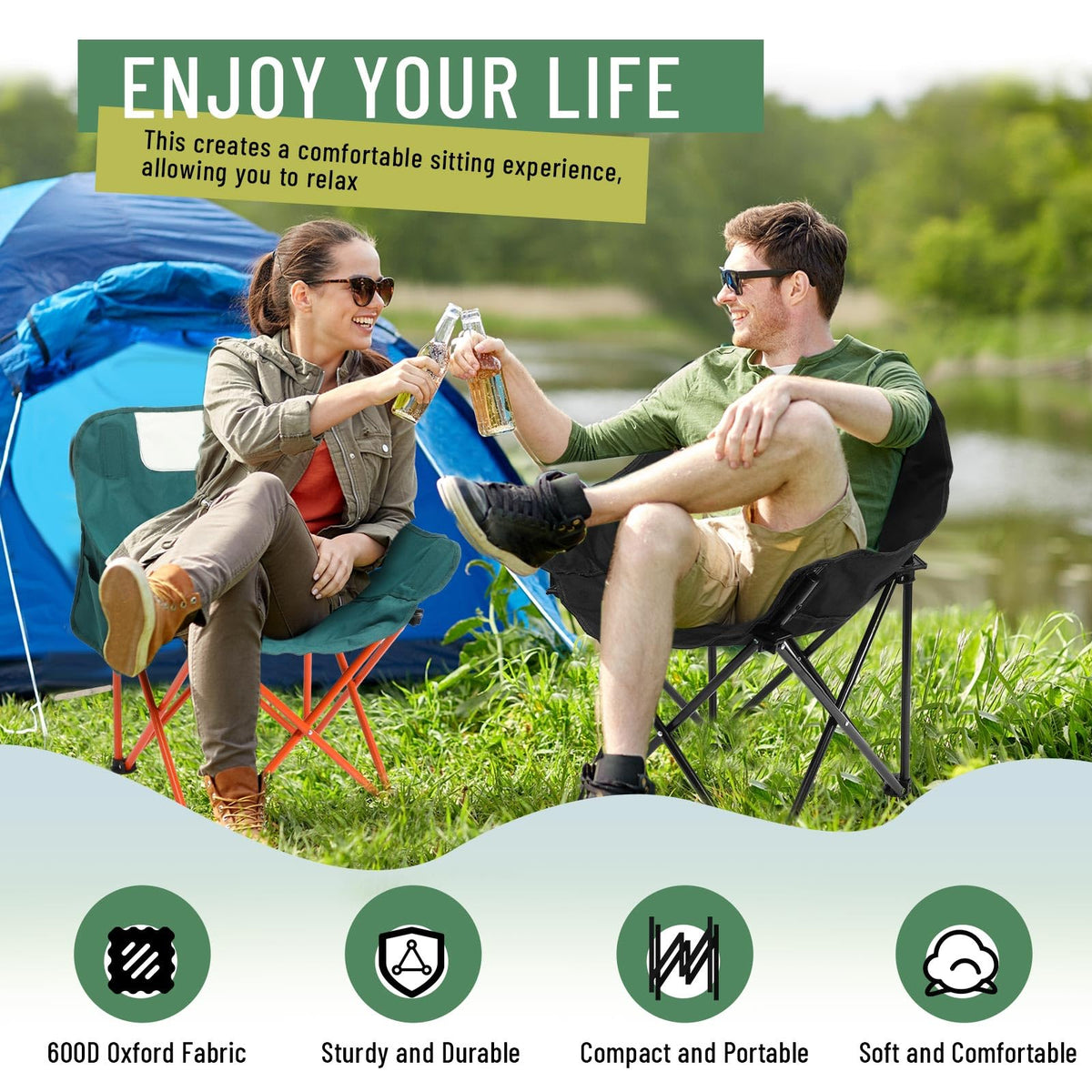 2 Pack Folding Camping Chairs I4186