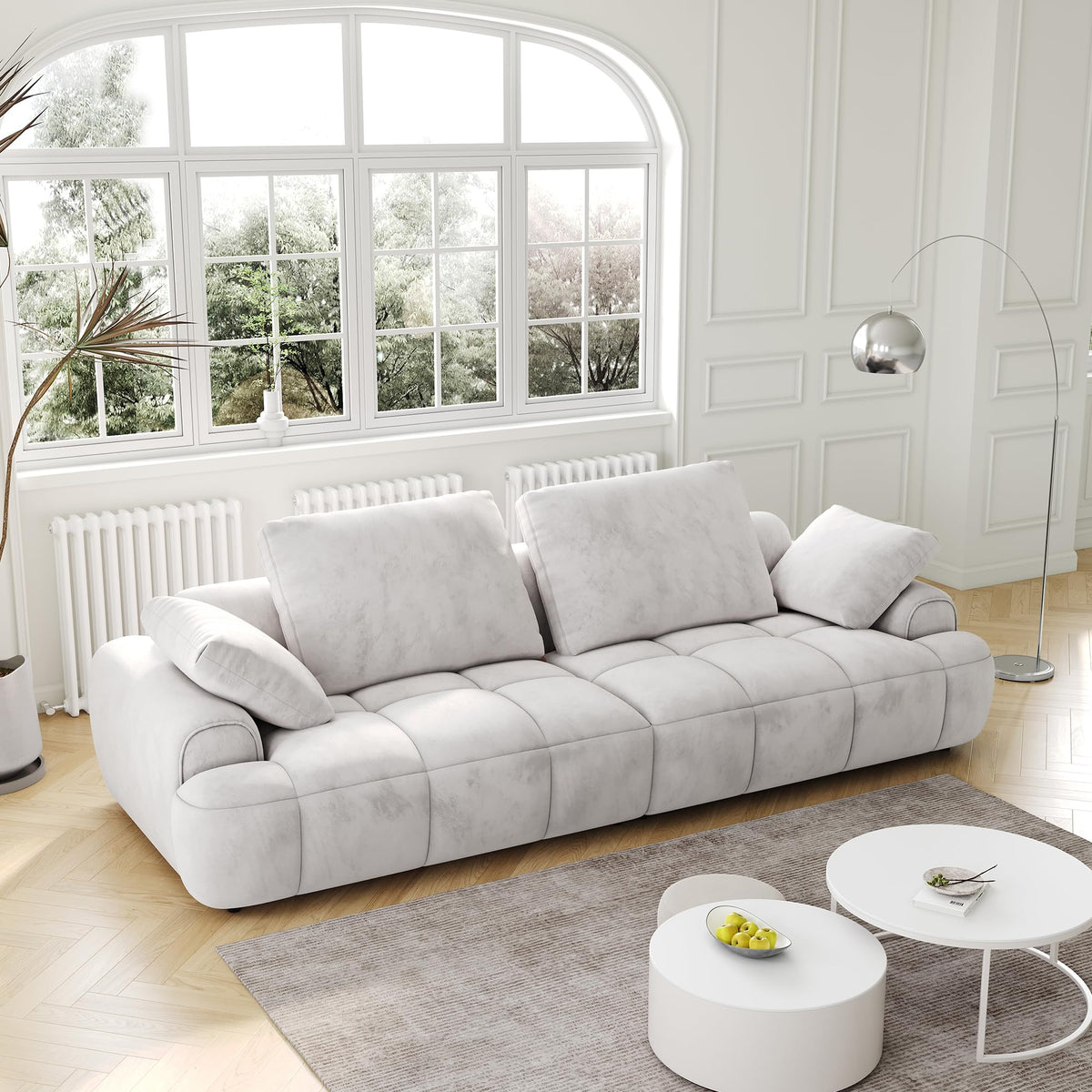 Light Gray Velvet Upholstered Sofa Bed U557