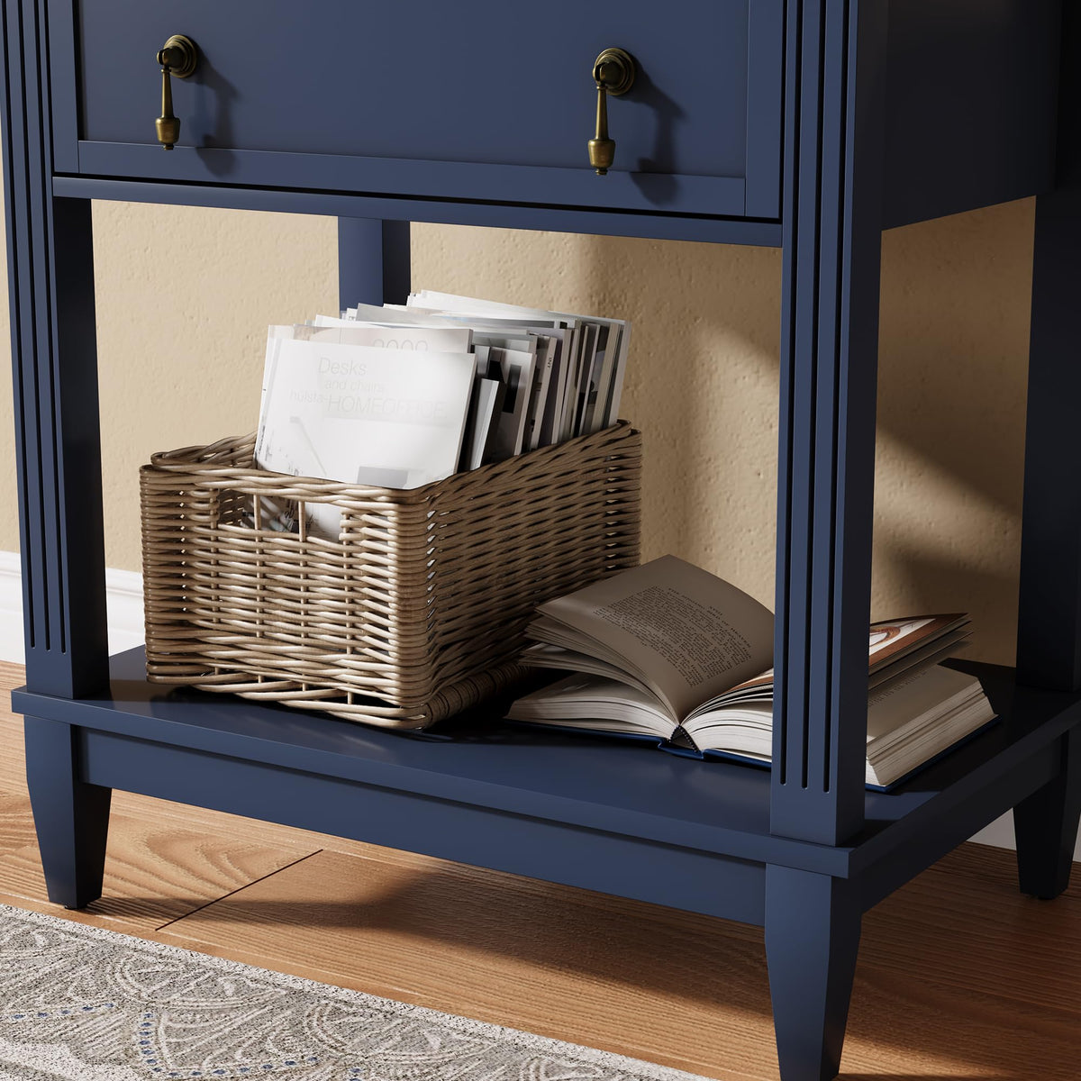 24 Inch Nightstand with Drawer and Open Shelf E350