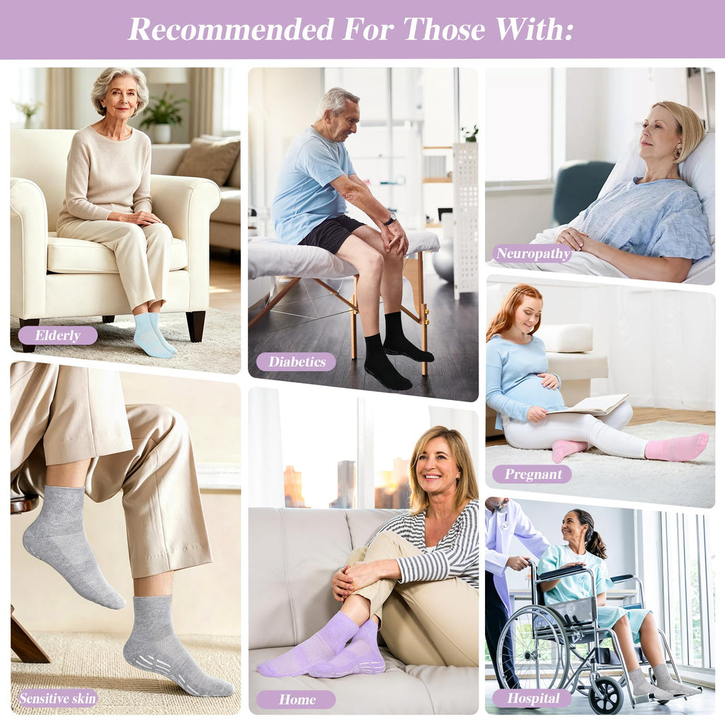 Non Slip Seamless Diabetic Ankle Socks 5 Pairs H97982