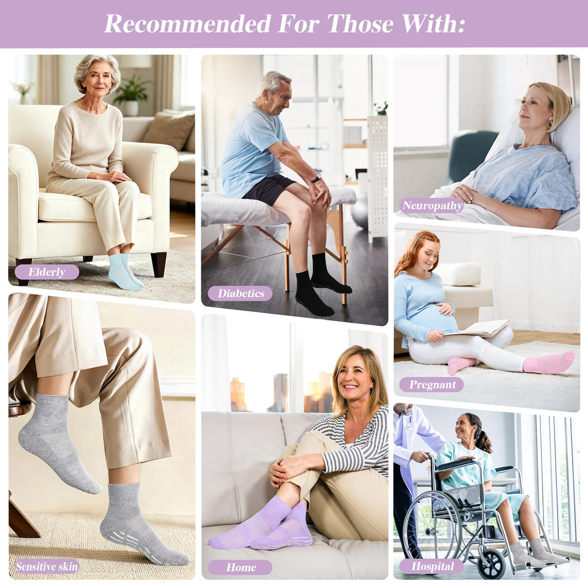 Non Slip Seamless Diabetic Ankle Socks 5 Pairs H97982