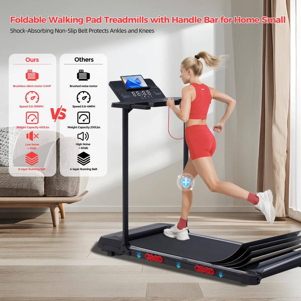 Folding Walking Pad with Handle Bar & Incline L1093