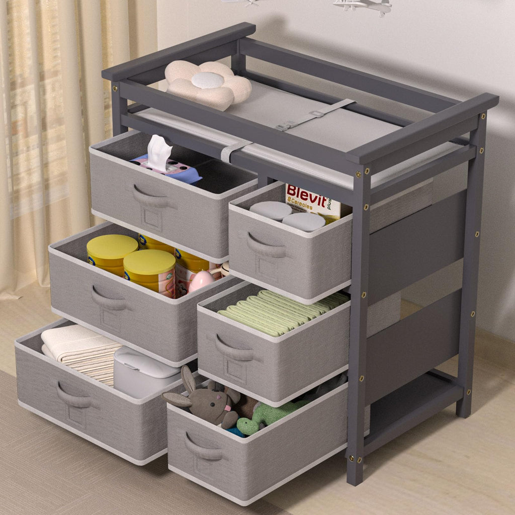 Baby Changing Table with 6 Drawers Storage Station J33874