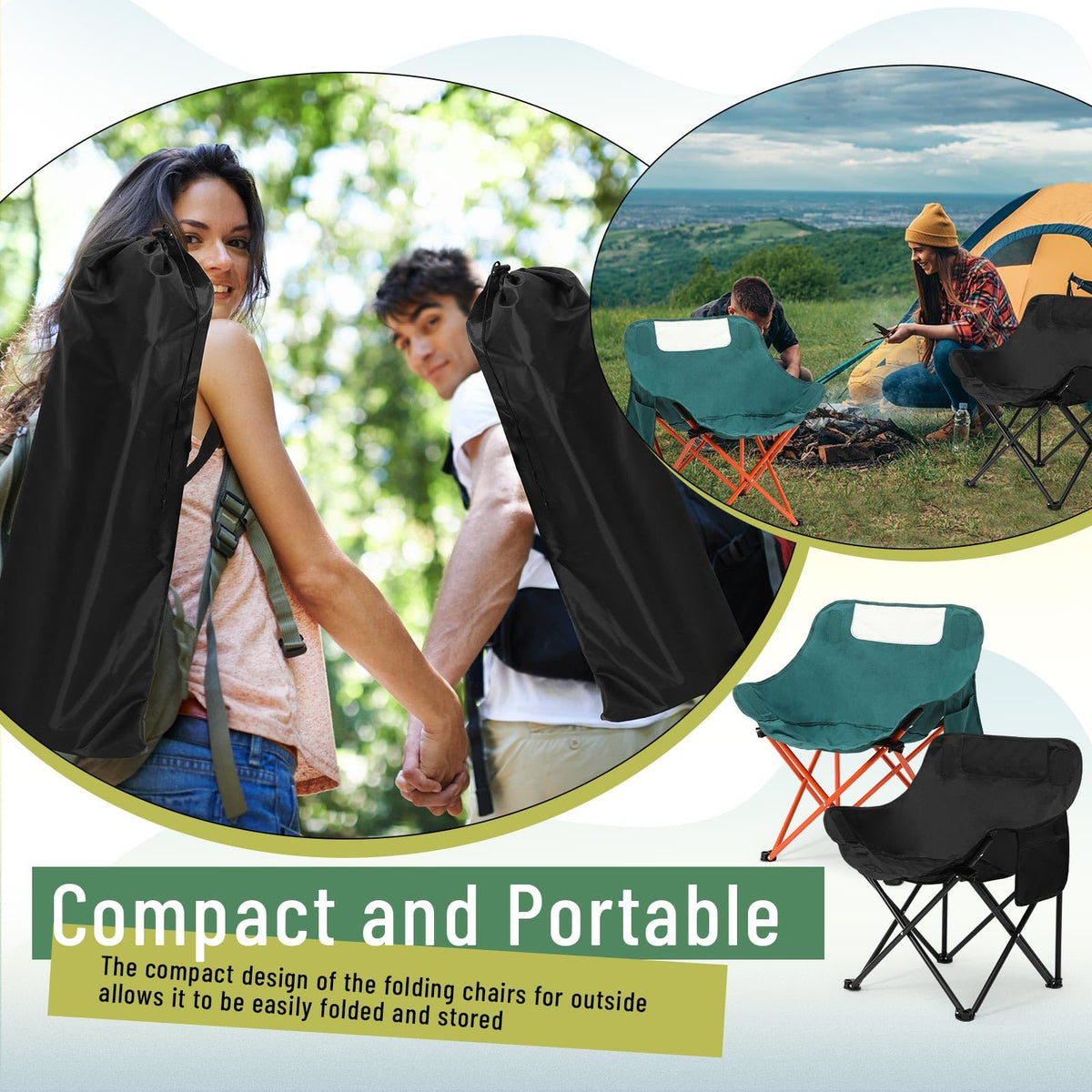 2 Pack Folding Camping Chairs I4186