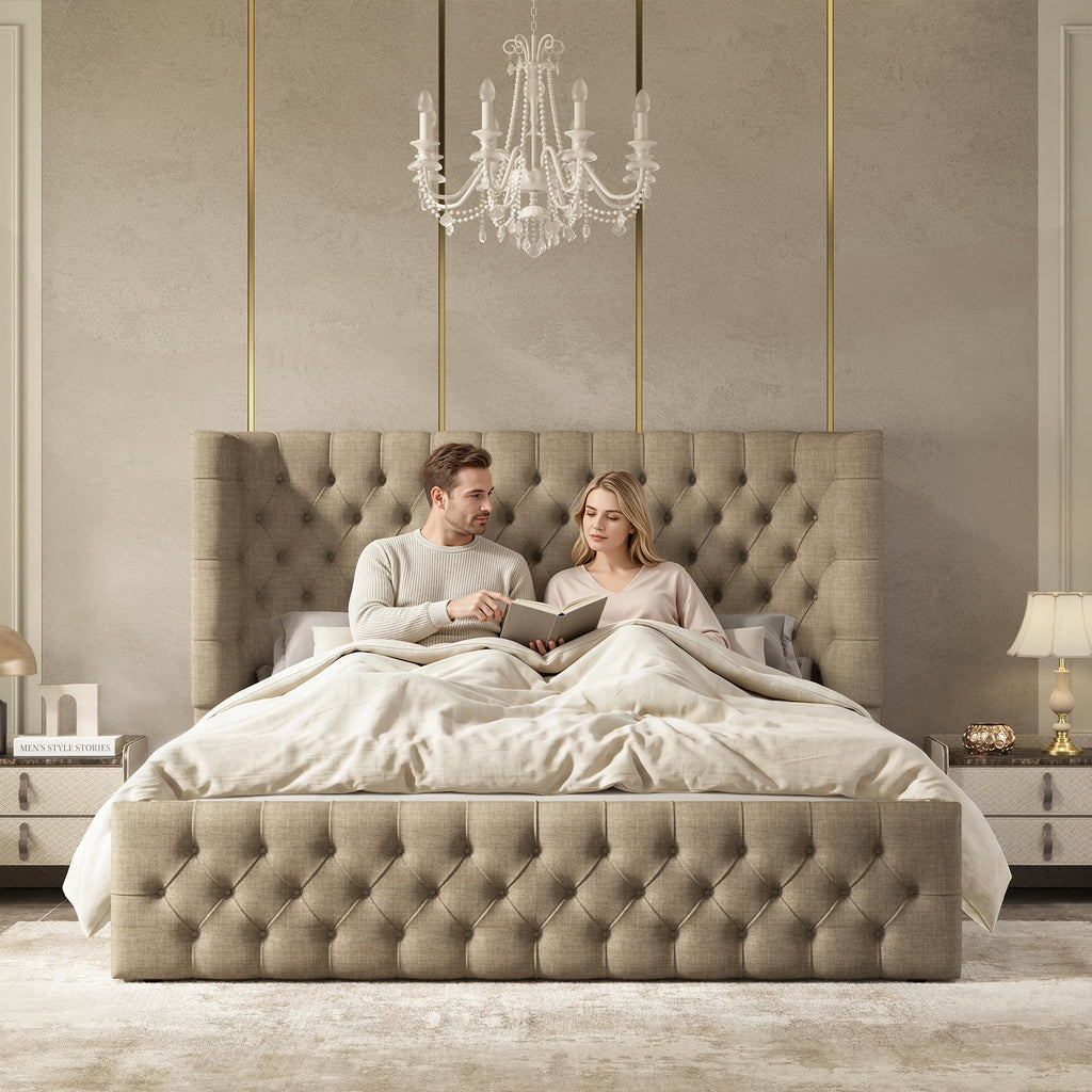 Cal King Bed Frame with Sleigh Headboard & Footboard X787