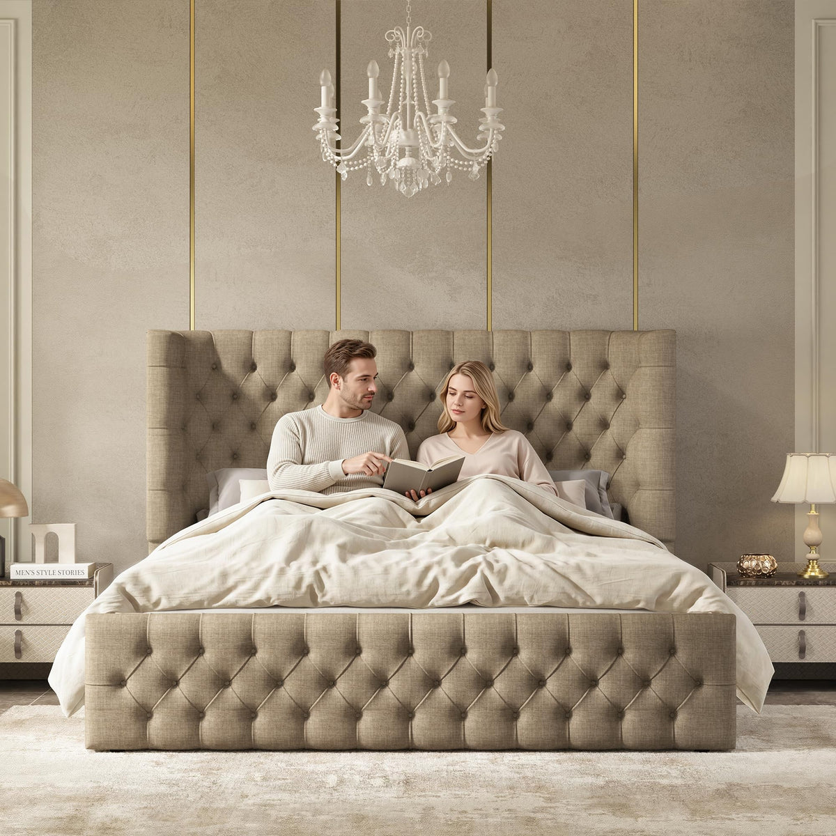Cal King Bed Frame with Sleigh Headboard & Footboard X787