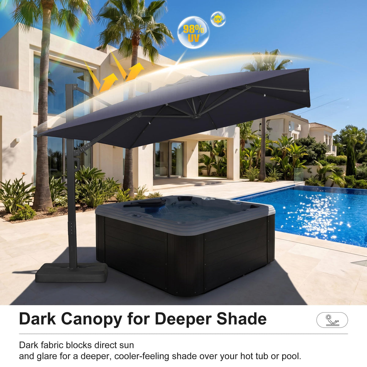 10' x 13' Navy Blue Patio Umbrella with Base F61361