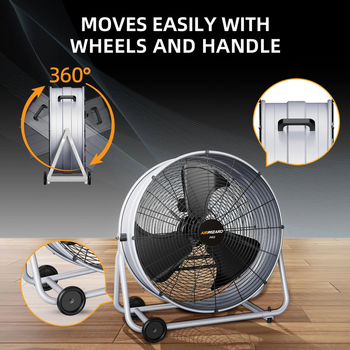 24 inch 300W High Velocity Metal Floor Fan U19155