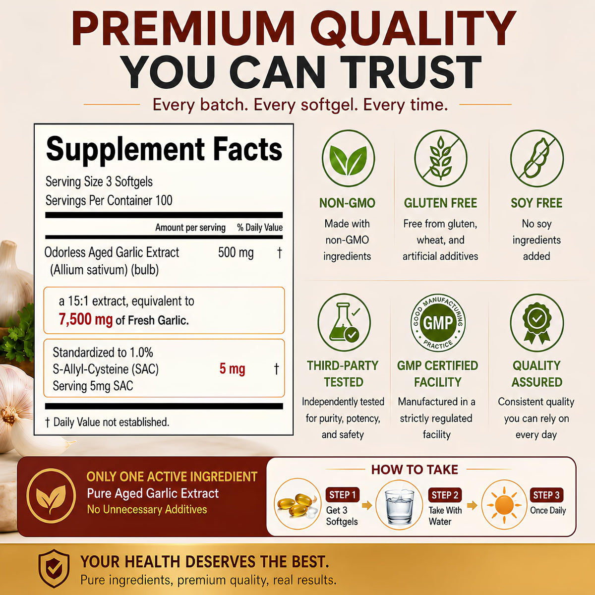Odorless Aged Garlic Extract 300 Softgels O6467
