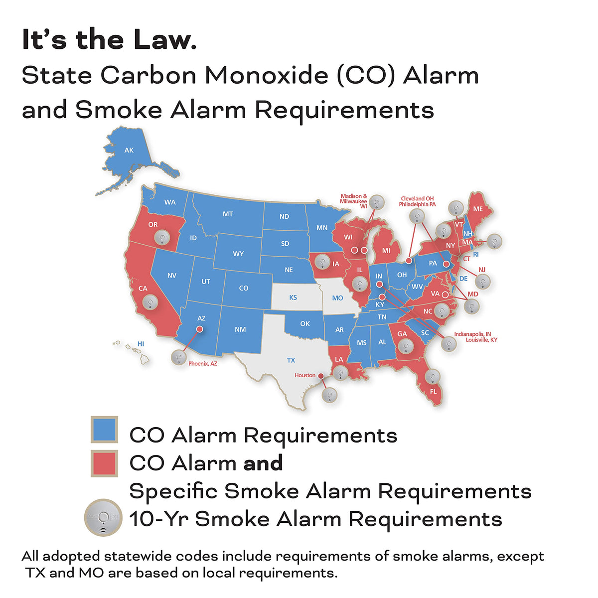 Smoke & Carbon Monoxide Detector, AA Battery Powered, 1 Pack V169513