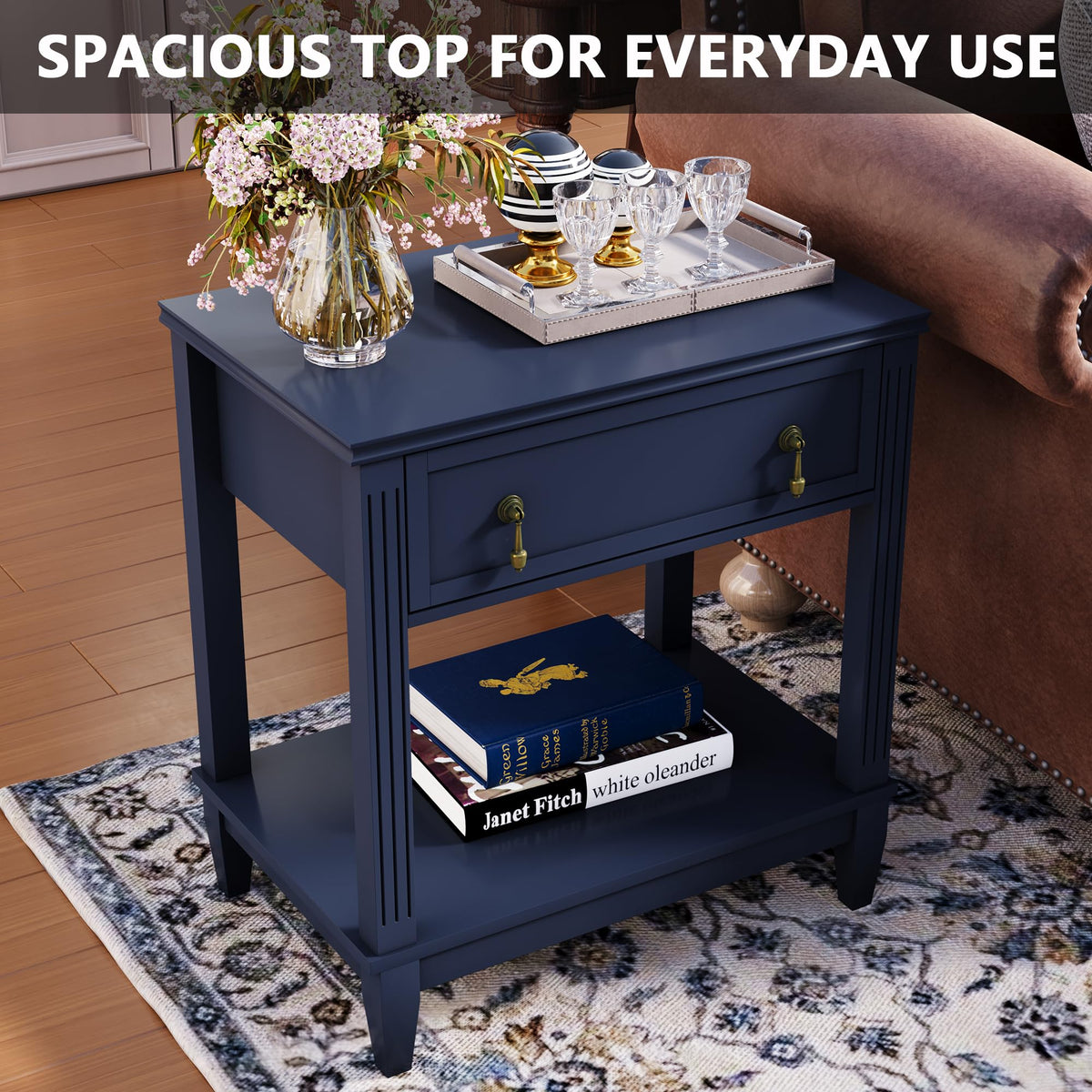 24 Inch Nightstand with Drawer and Open Shelf E350