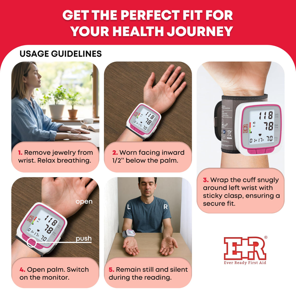 Pink Wrist Blood Pressure Monitor X2769