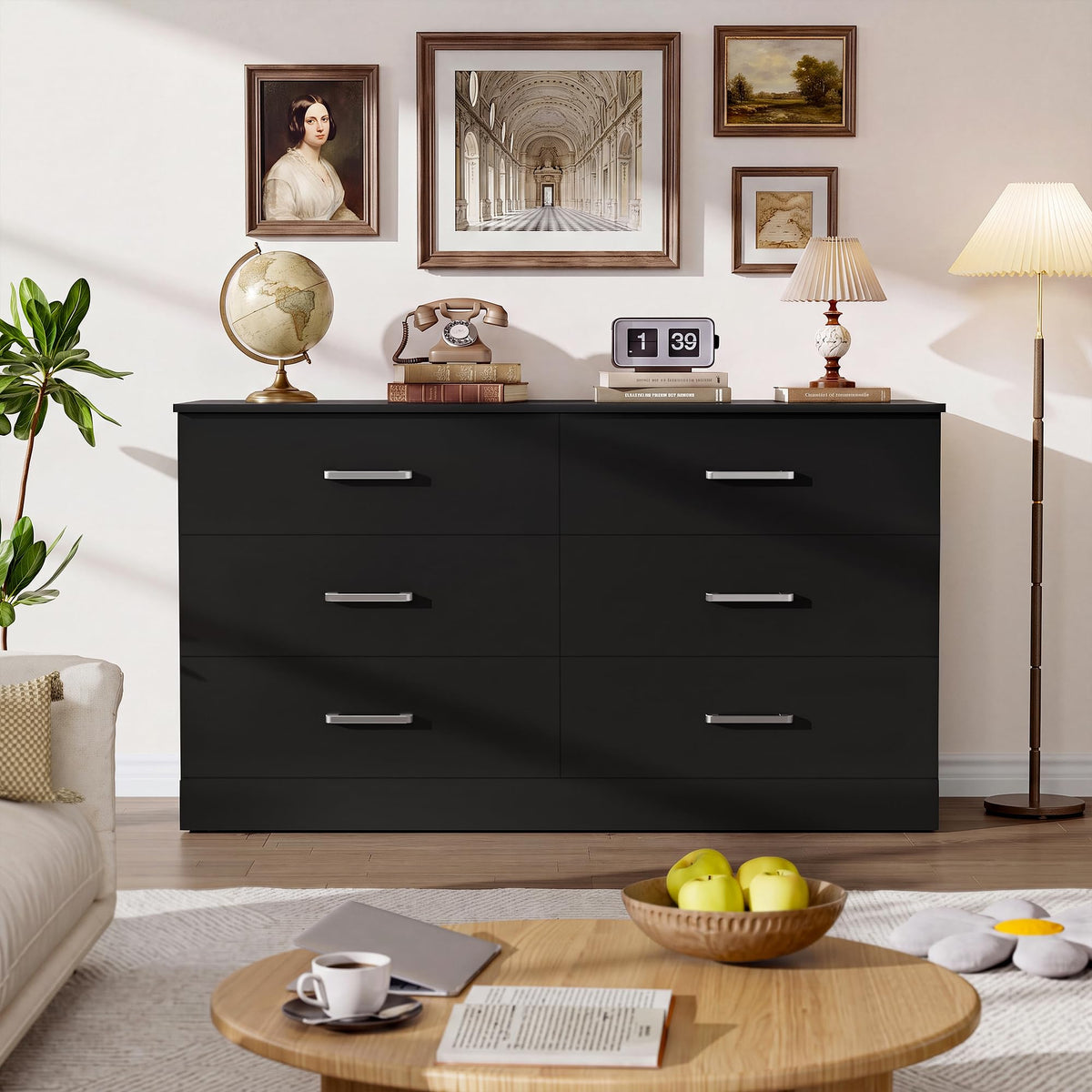 6 Drawer Dark Black Dresser T2980