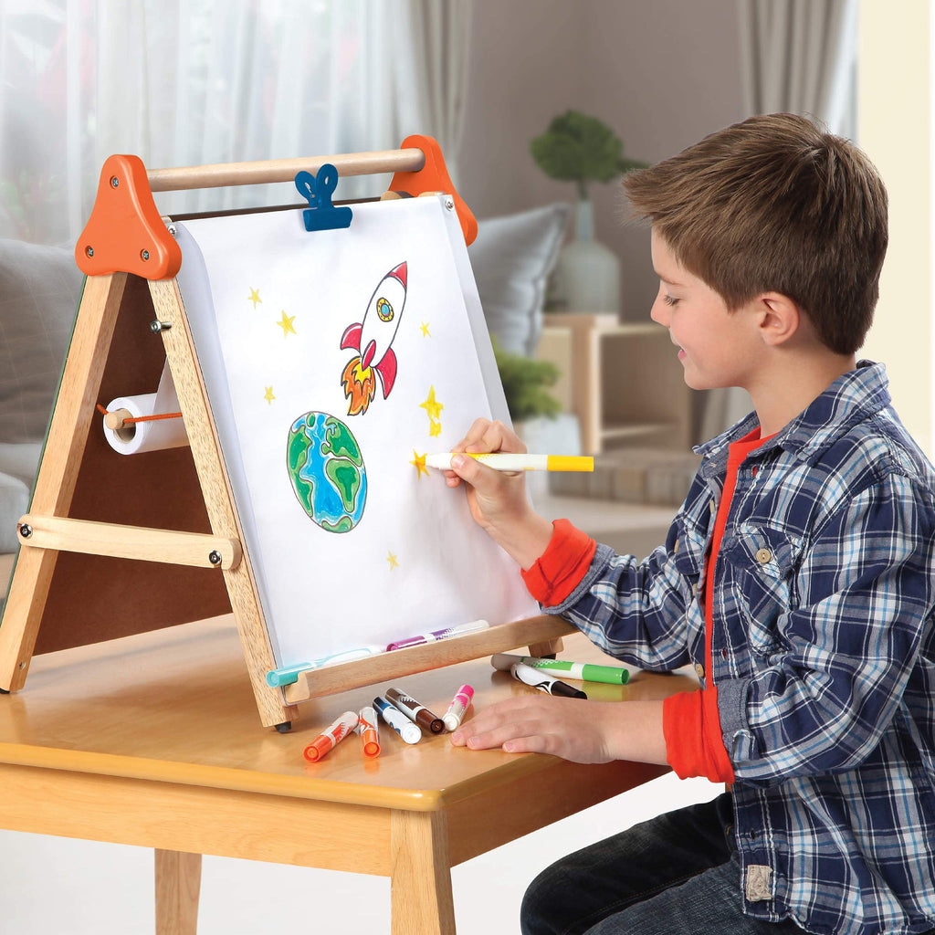 3-in-1 Tabletop Dry Erase Chalkboard Art Easel with Paper Roll P389