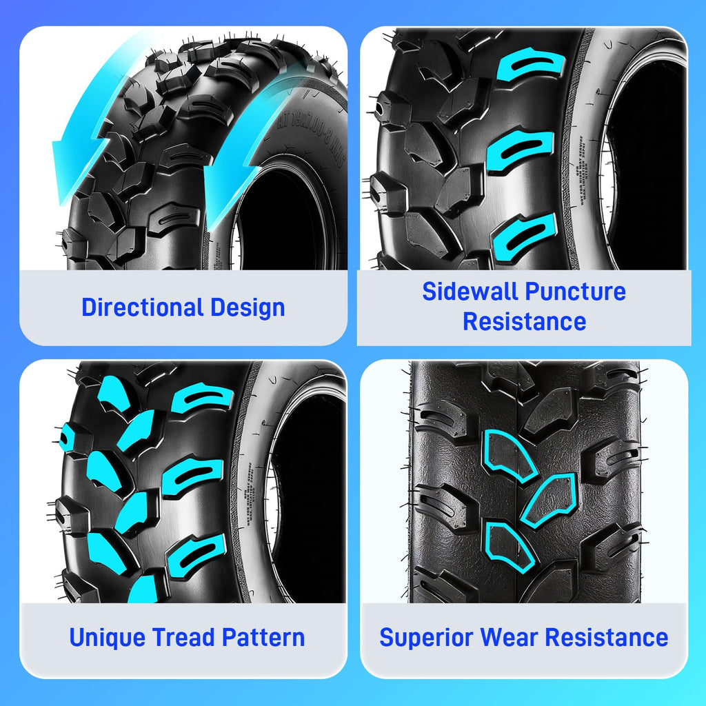 19x7-8 ATV Tires 6PR All-Terrain Tubeless Pack of 2 F50394