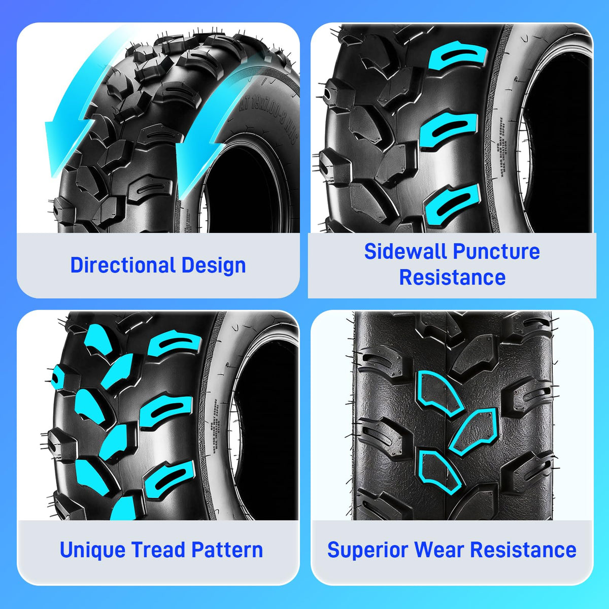19x7-8 ATV Tires 6PR All-Terrain Tubeless Pack of 2 F50394