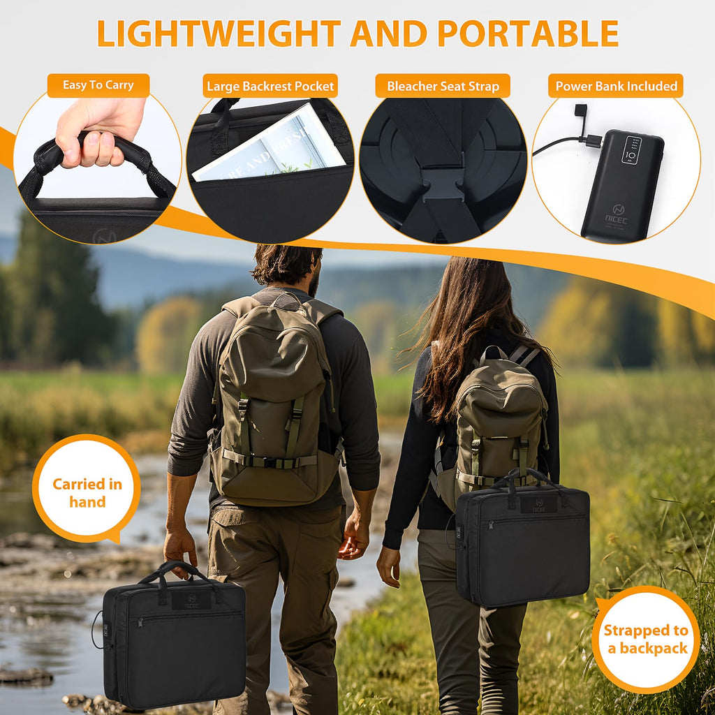 Heated Stadium Seat Cushion with Back 2 Pack S3668