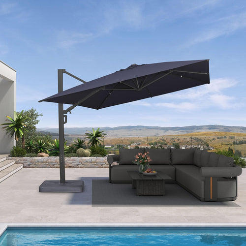 10' x 13' Navy Blue Patio Umbrella with Base F61361