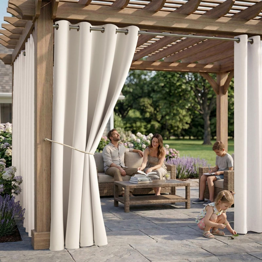 W52 x L108 Weather-resistant Grommet Top Curtains (2 Panels) T91146