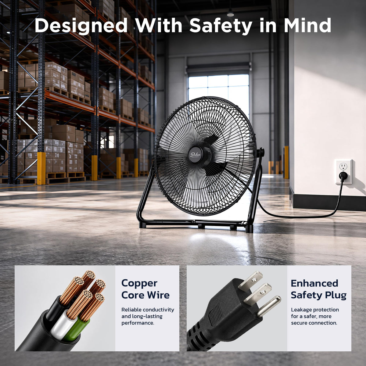 20 Inch 3-Speed High Velocity Metal Industrial Floor Fan P7388