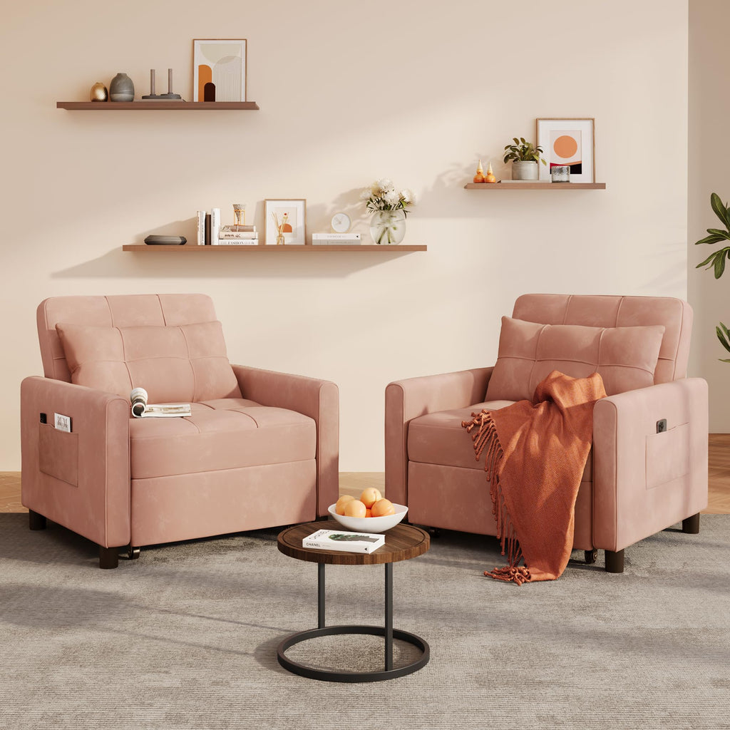 Pink Convertible Sleeper Chair Sofa Bed Z266413