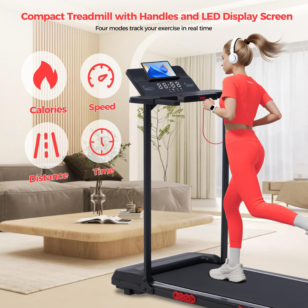 Folding Walking Pad with Handle Bar & Incline L1093