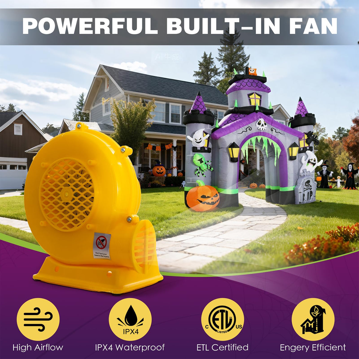 Giant 12.5 FT Halloween Inflatables Archway Outdoor Decorations R9957
