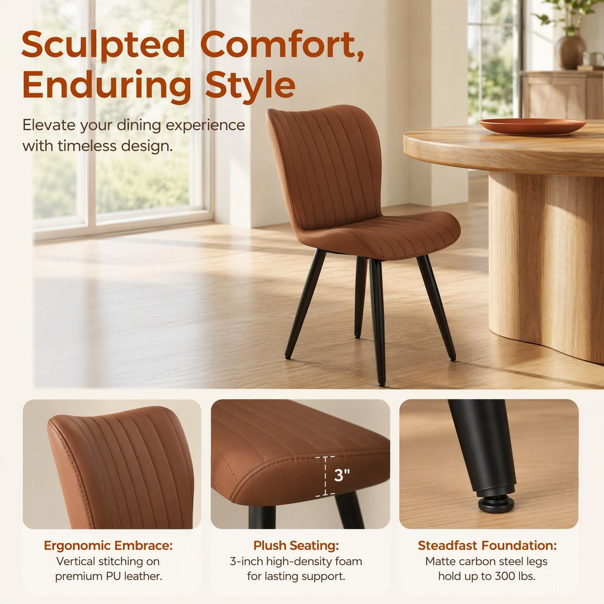 63-94.5 Inch Extendable Dining Table Set with 8 Brown Chairs P2366