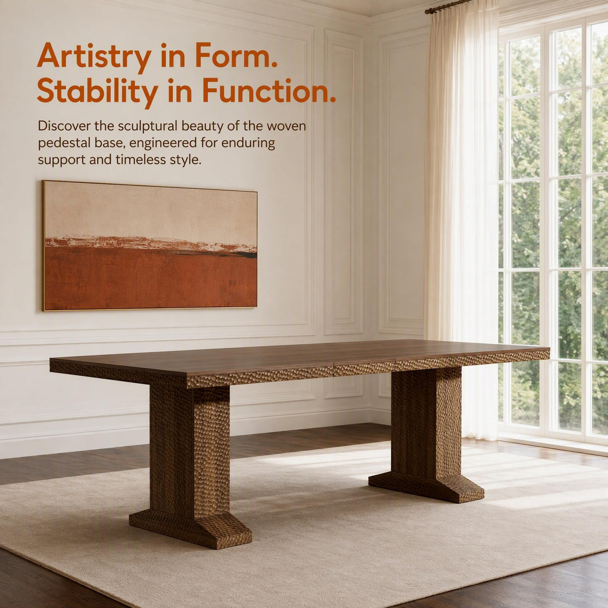 63-94.5 Inch Extendable Dining Table Set with 8 Brown Chairs P2366